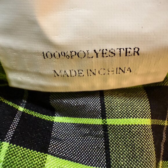 CIDER Women's Black/Lime Neon Plaid V-Neck Half Sleeve Mini Dress Size Large NWT - Picture 8 of 10